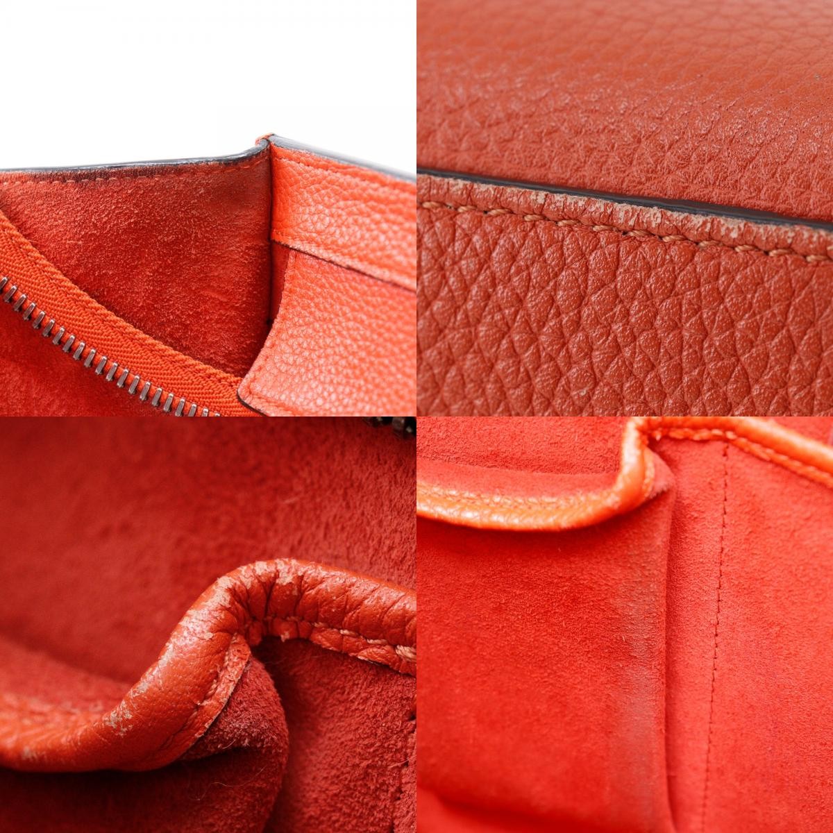Celine Luggage Bag Grainy Leather Red Calfskin Handbag