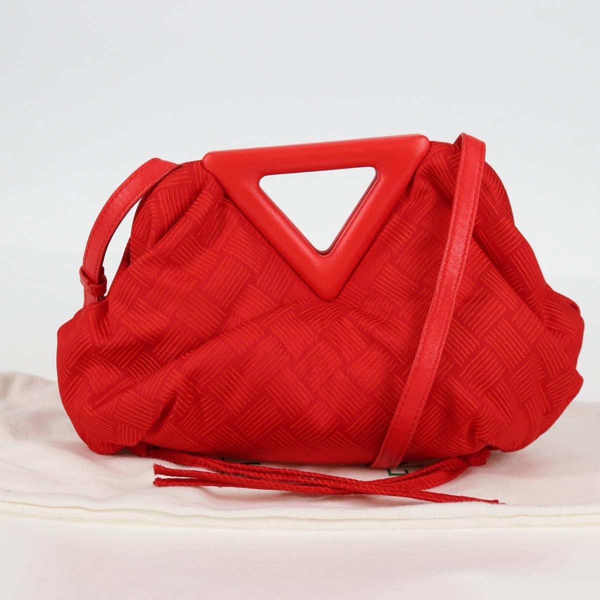 Bottega Veneta Point Shoulder Bag Chunky Knit Fabric Red Nylon Shoulder Bag Bag