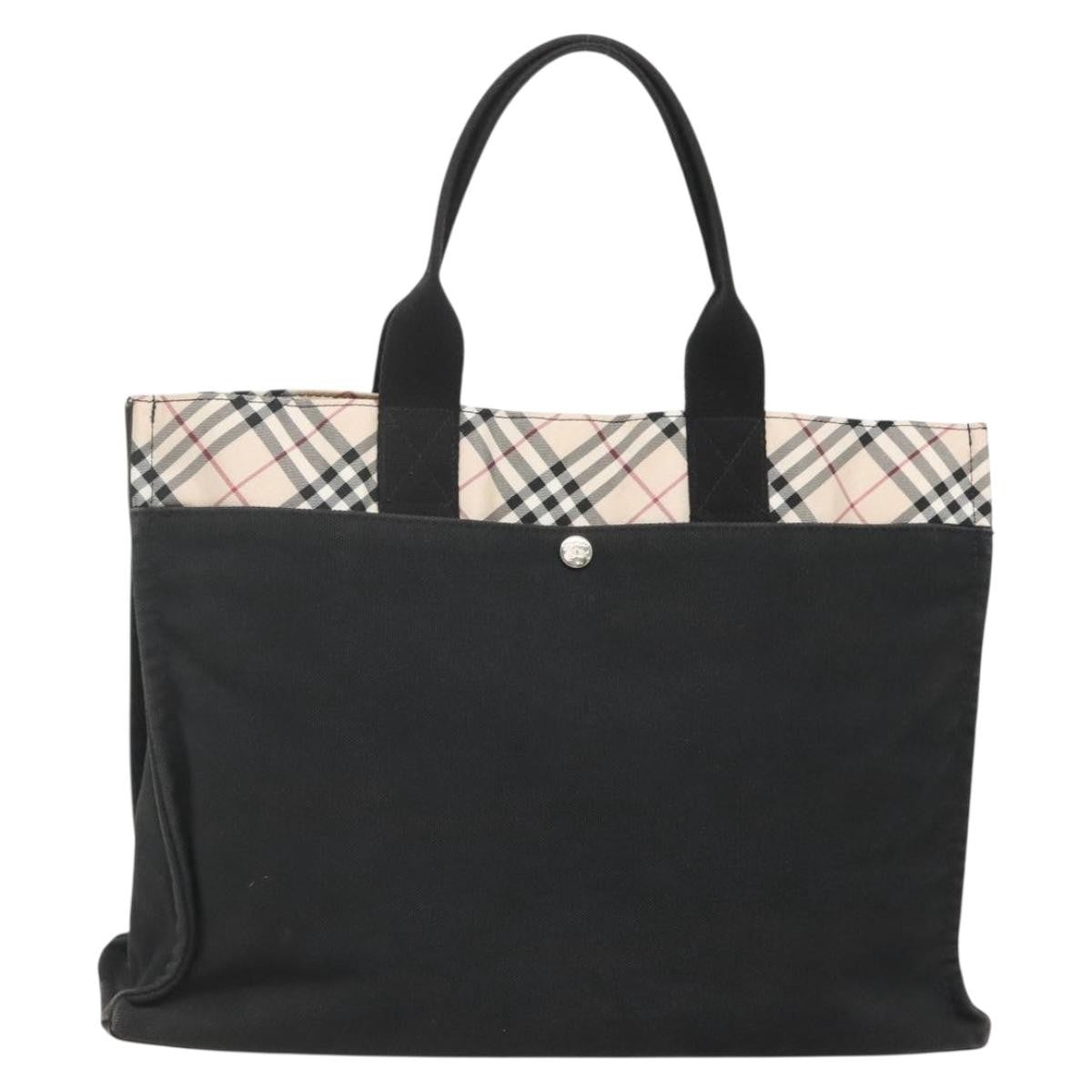 Burberry Nova Check Tote Canvas Check Pattern Black Canvas Tote Bag