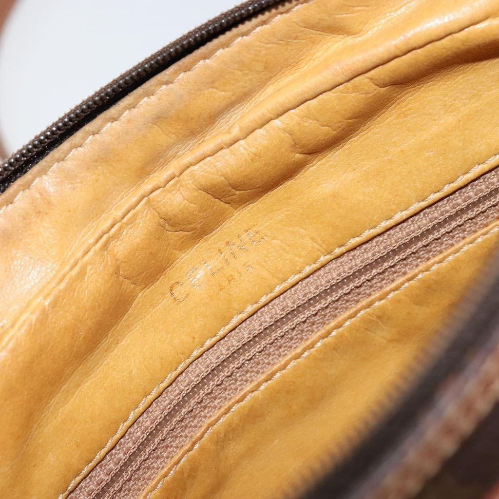 Celine Vintage Macadam Shoulder Bag Canvas And Leather Brown Canvas Shoulder Bag Bag
