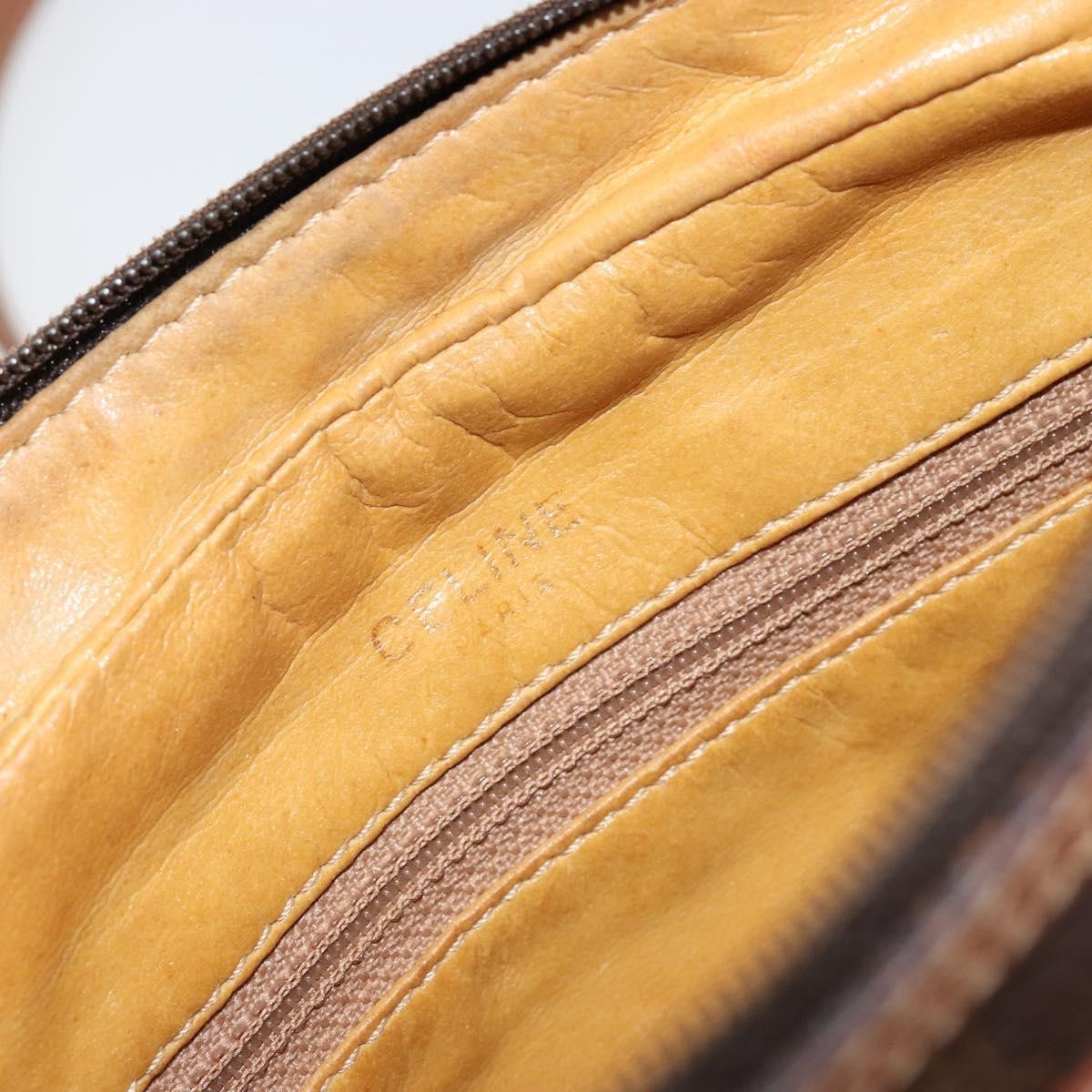 Celine Vintage Macadam Shoulder Bag Canvas And Leather Brown Canvas Shoulder Bag Bag