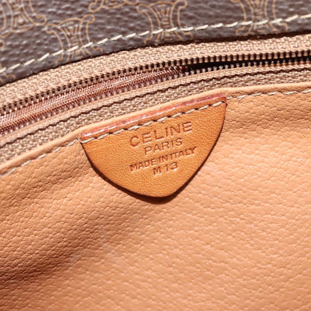Celine Vintage Macadam Circle Logo Shoulder Bag Canvas And Leather Brown Canvas Shoulder Bag Bag