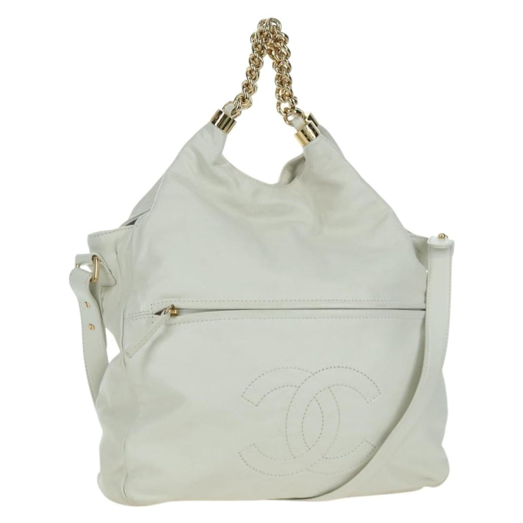 Chanel Rodeo Drive Hobo Leather White Leather Handbag