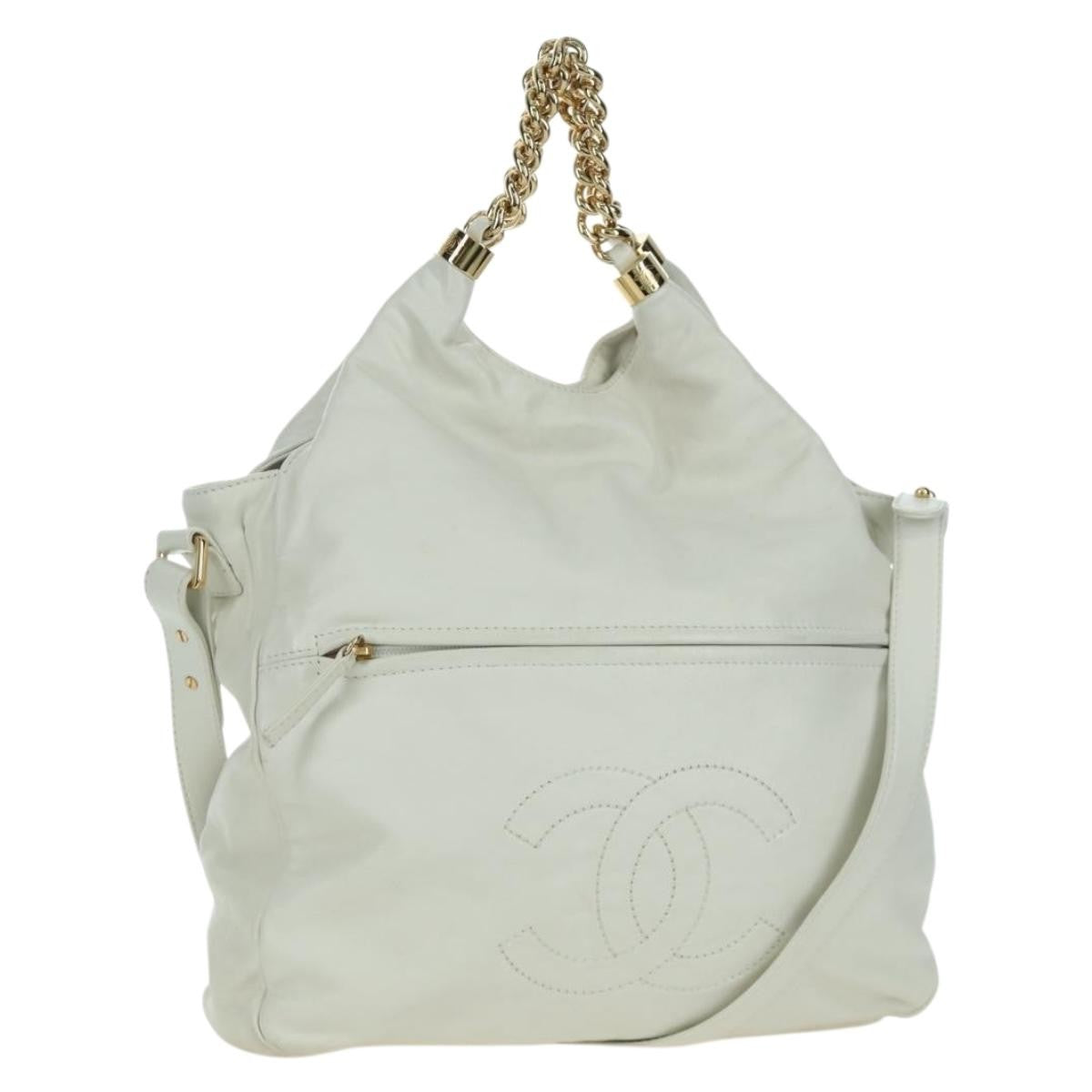 Chanel Rodeo Drive Hobo Leather White Leather Handbag