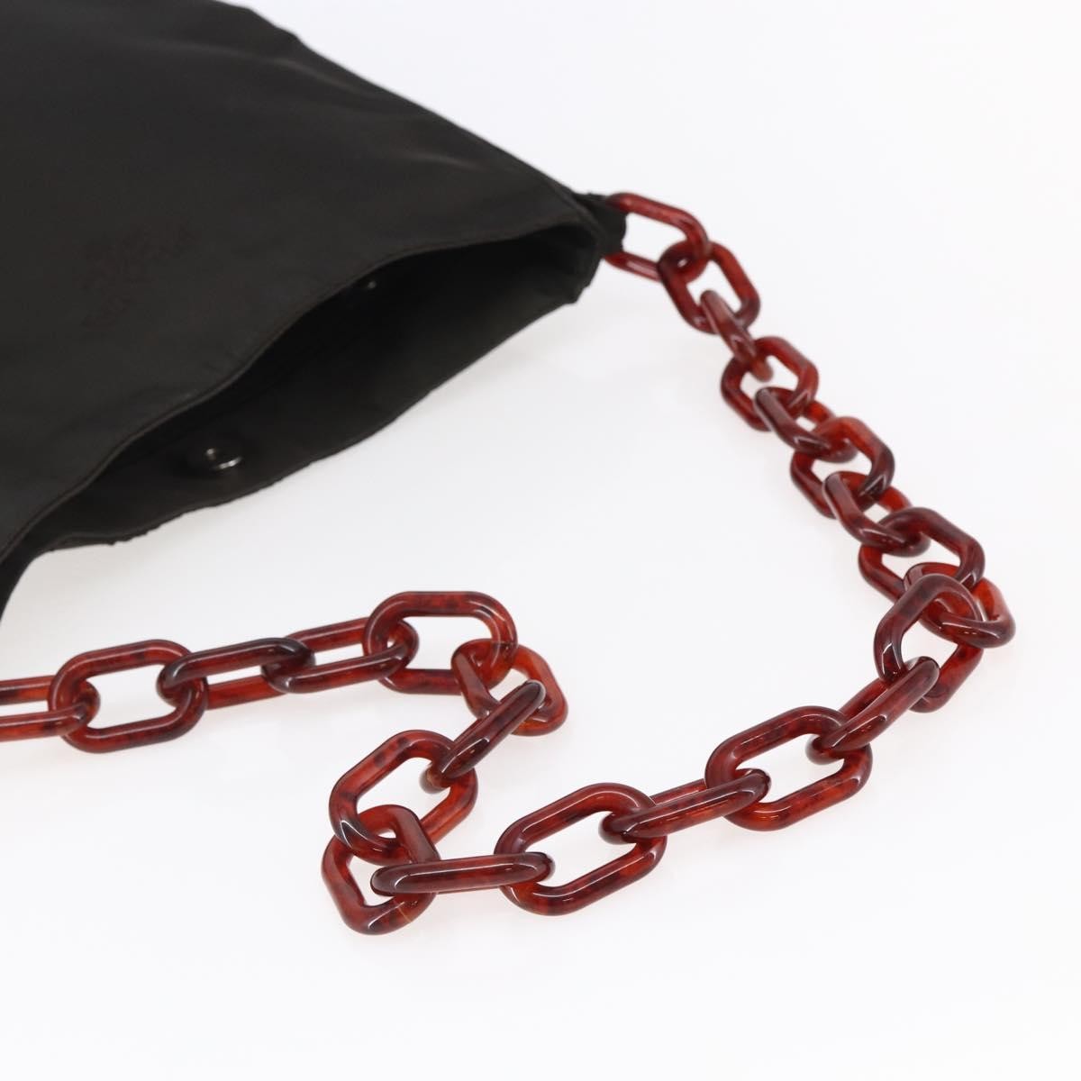 Prada Resin Chain Shoulder Bag Nylon Brown Nylon Shoulder Bag Bag