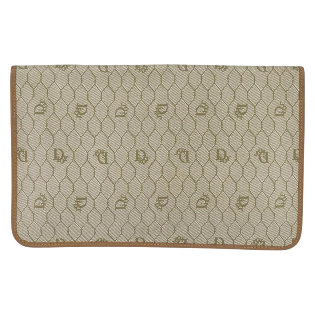 Christian Dior Vintage Honeycomb Clutch Canvas Beige Canvas Clutche & Pouche Bag (Pre-Owned)