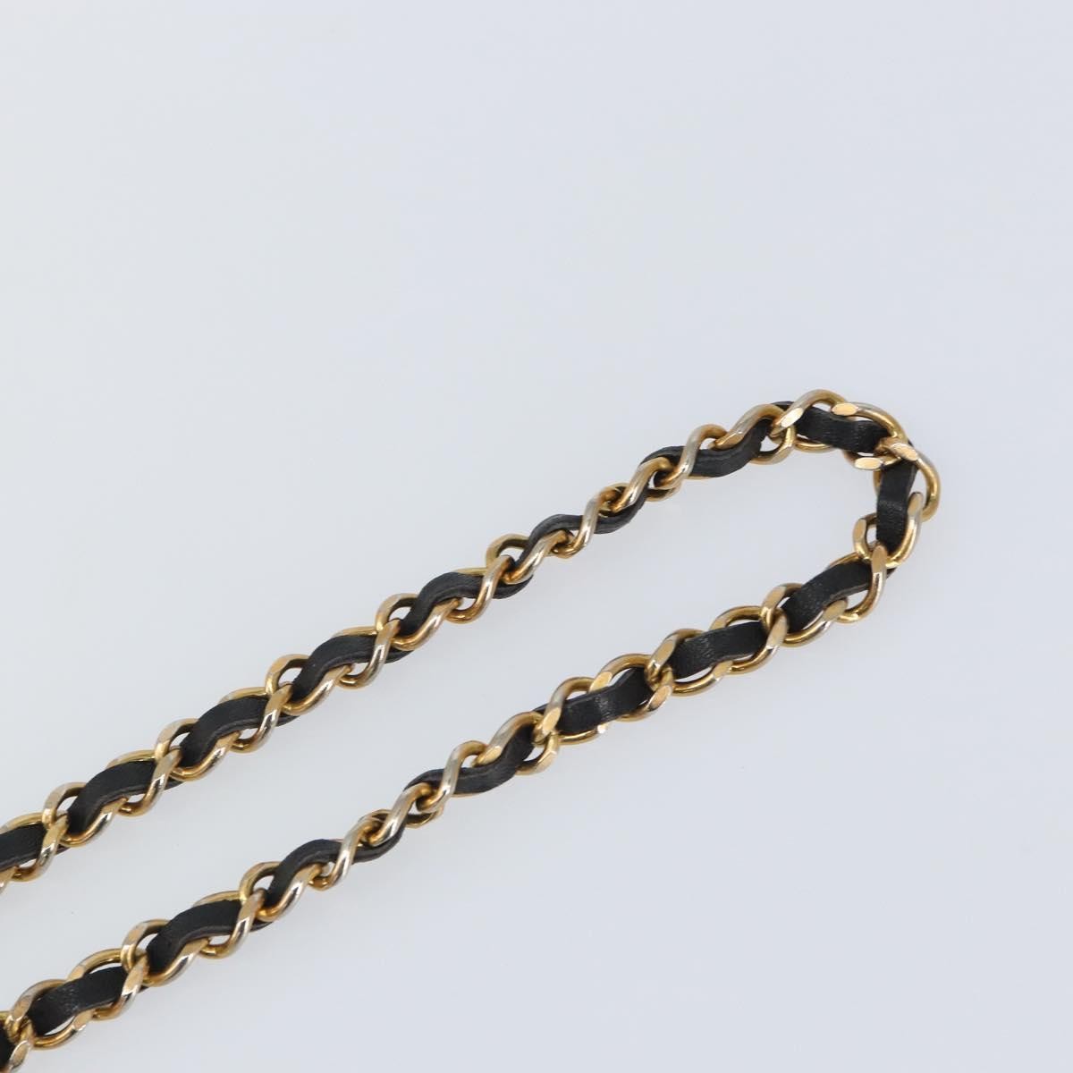 Chanel Vintage Logo Chain Belt Metal And Leather Black Metal Belts Accessory
