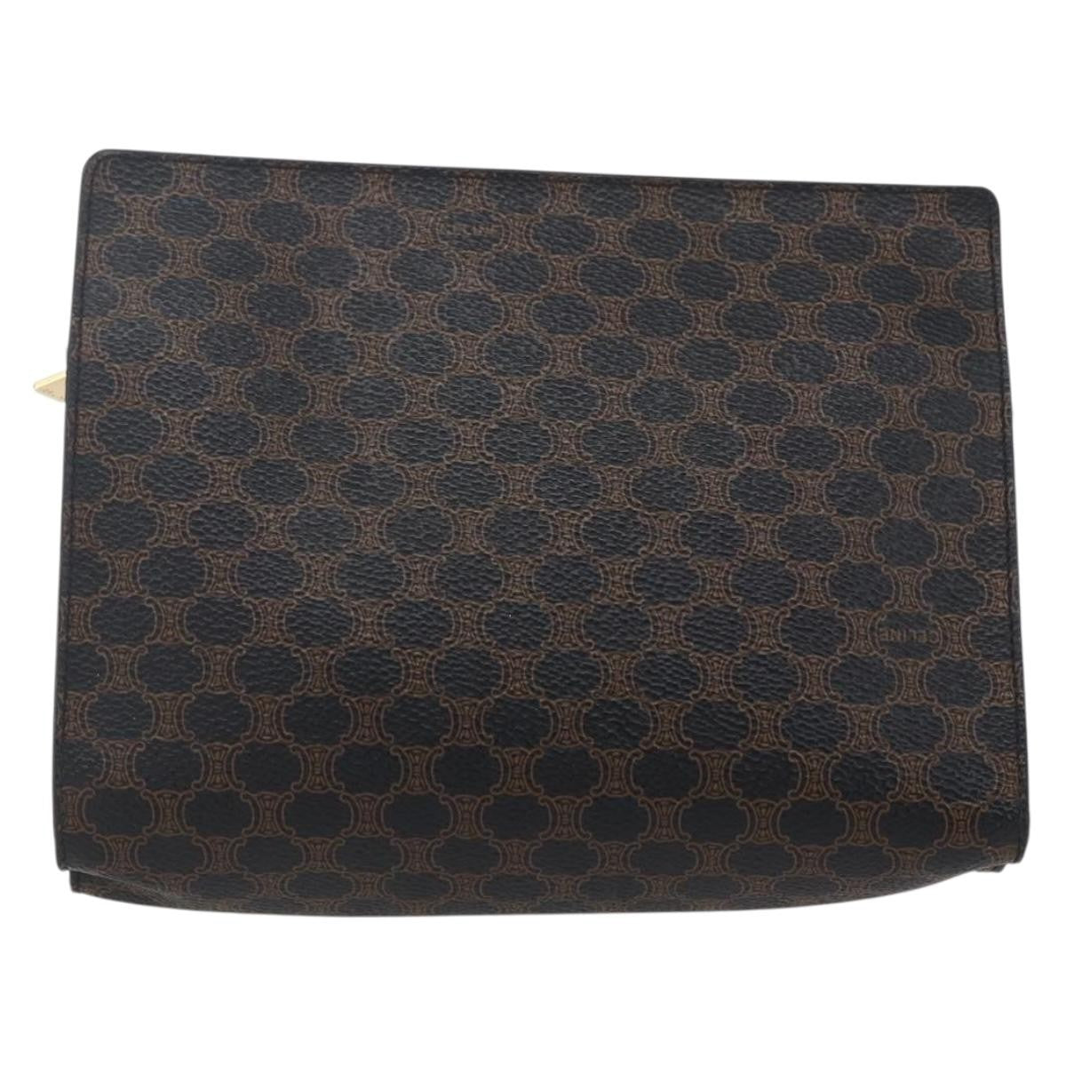 Celine Vintage Macadam Shoulder Bag Canvas Black Canvas Shoulder Bag Bag