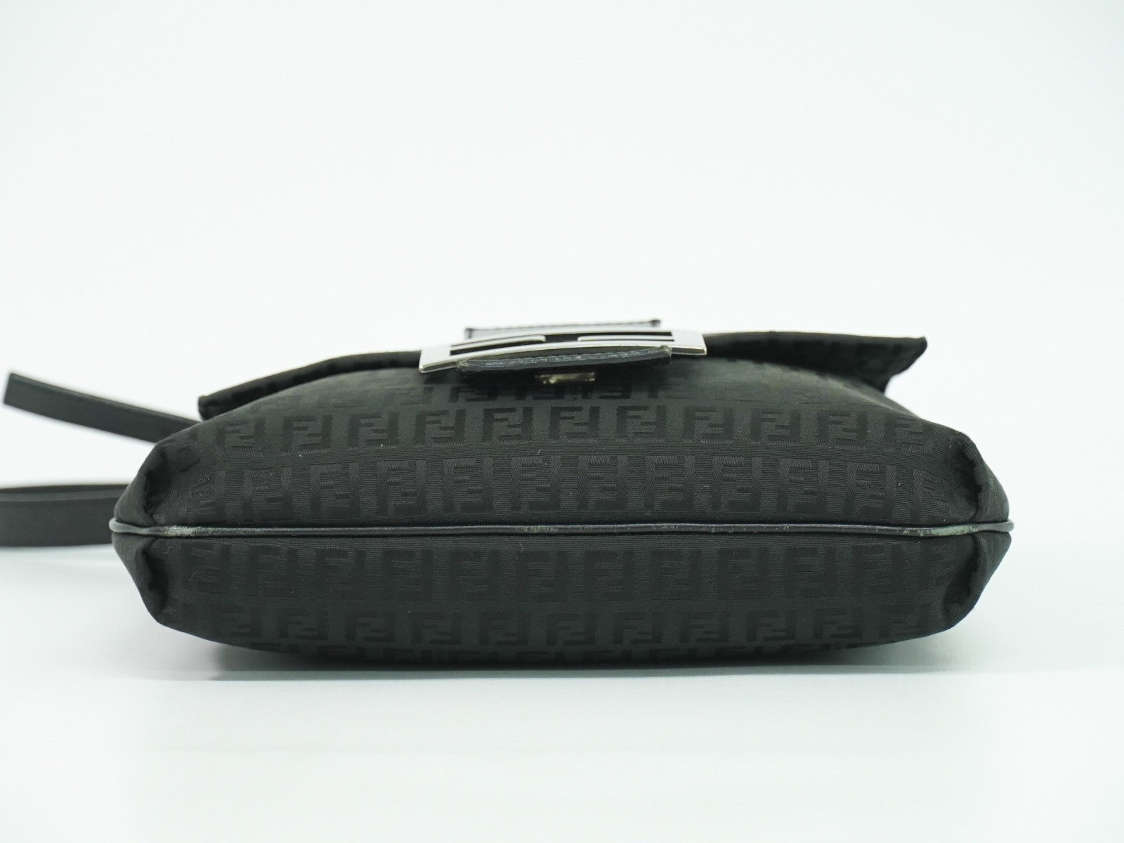 Fendi Vintage Flap Crossbody Bag Zucchino Canvas Black Canvas Shoulder Bag Bag