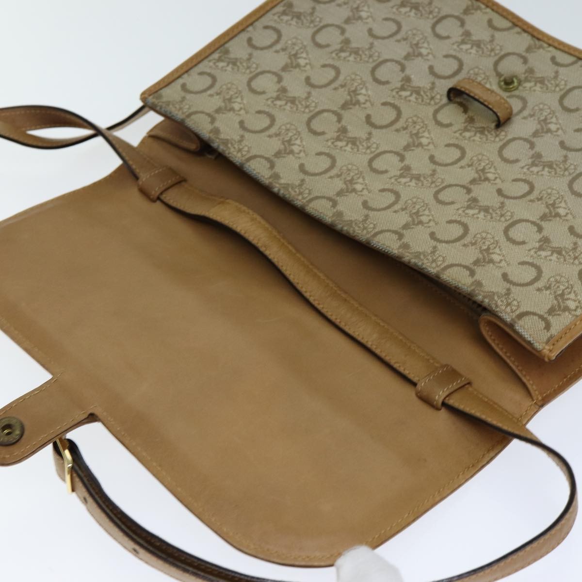 Celine C Macadam Shoulder Bag Canvas Beige Canvas Shoulder Bag Bag
