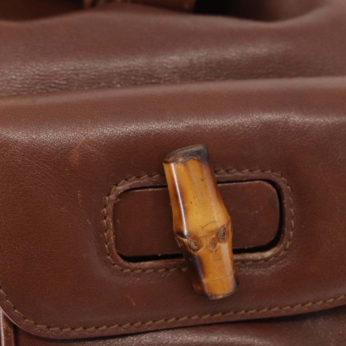 Gucci Vintage Bamboo Backpack Leather Brown Leather Backpack Bag (Pre-Owned)