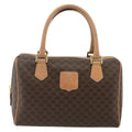 Celine Vintage Macadam Boston Bag Canvas And Leather Brown Canvas Handbag