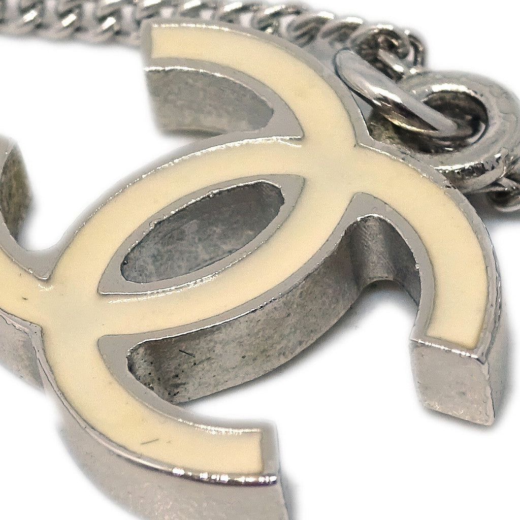Chanel Cc Logo Pendant Necklace Metal Silver Silver_Plated Necklace Jewelry