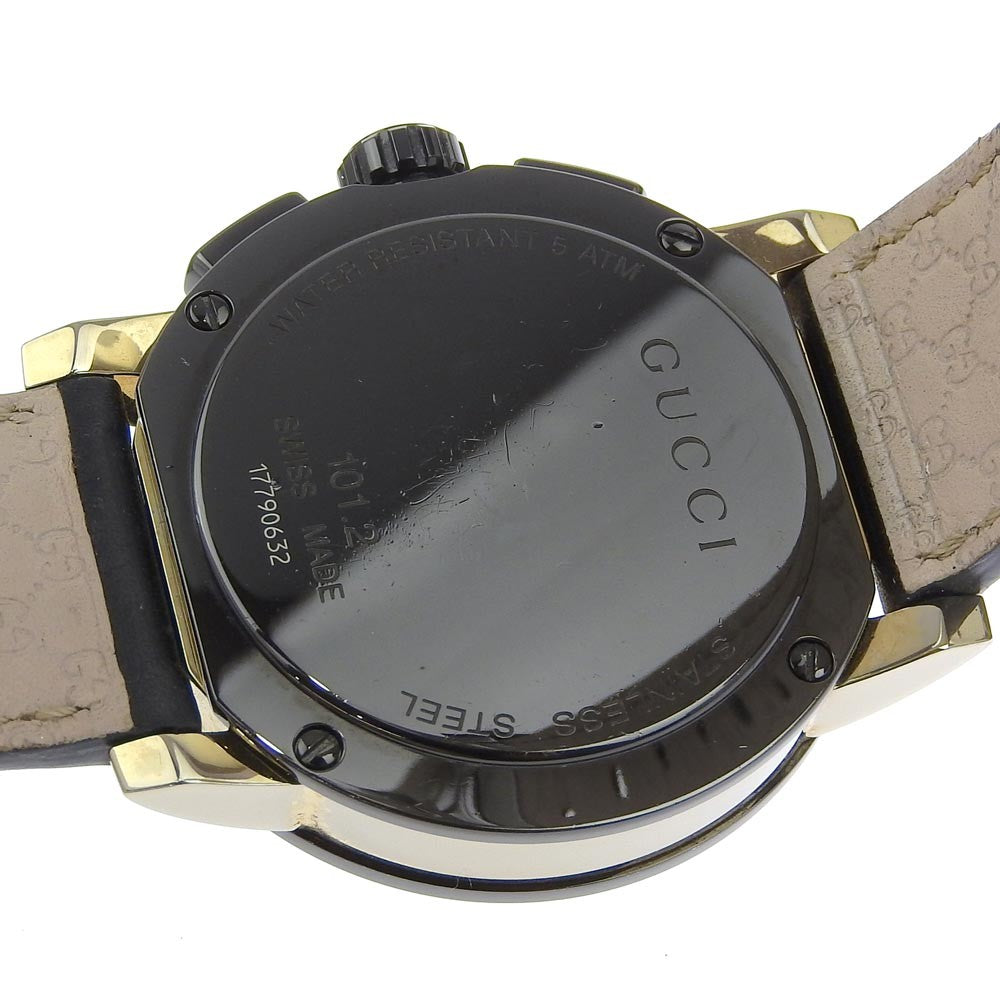 Gucci 101G Chronograph Quartz Watch Stainless Steel And Guccissima Leather With Diamond Markers Watch (Pre-Owned)