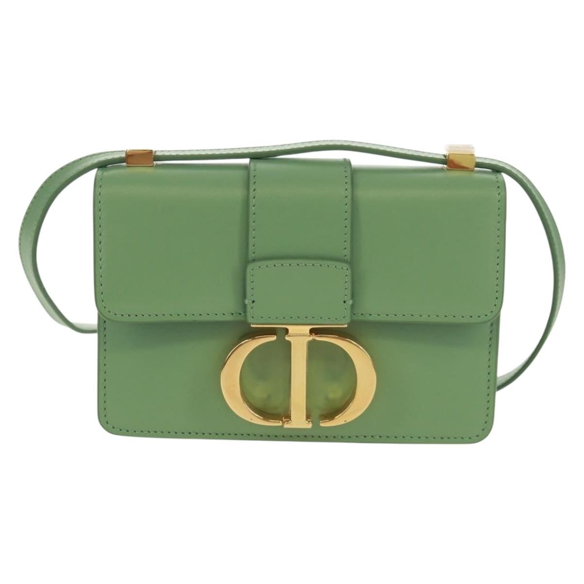 Christian Dior 30 Montaigne Flap Bag Leather Green Leather Shoulder Bag Bag (Pre-Owned)