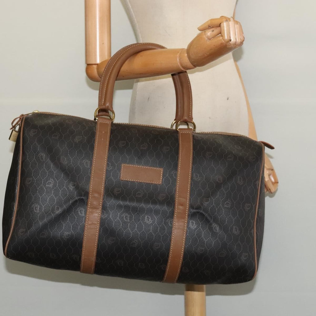 Christian Dior Vintage Honeycomb Handbag Canvas Leather Black Canvas Bag (Pre-Owned)