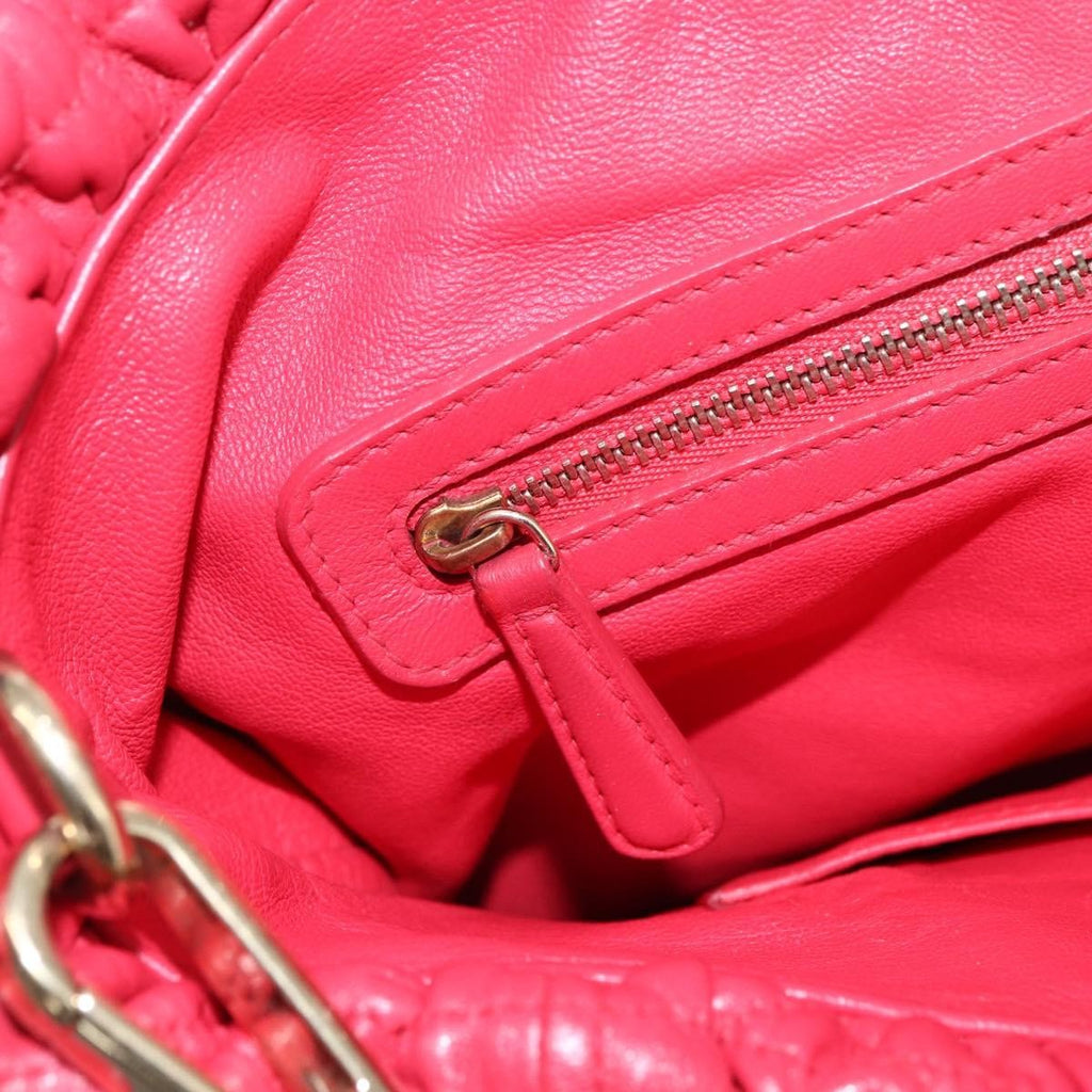 Christian Dior Delices Tote Cannage Quilt Leather Red Leather Tote Bag Bag (Pre-Owned)