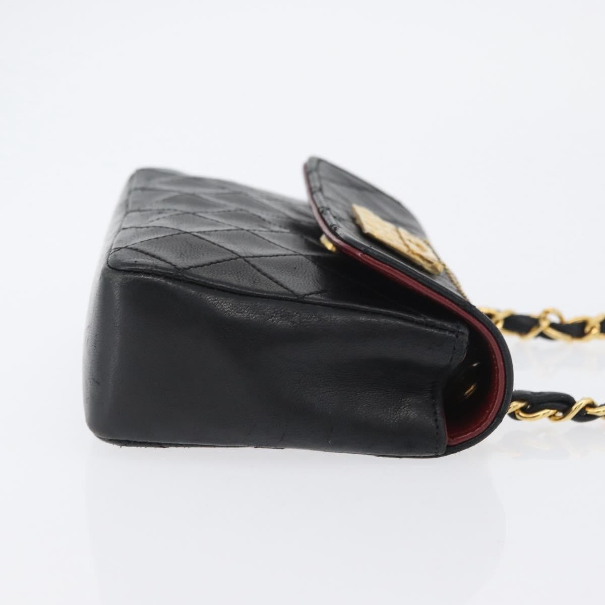 Chanel Vintage Square Cc Flap Bag Quilted Lambskin Black Leather Shoulder Bag Bag