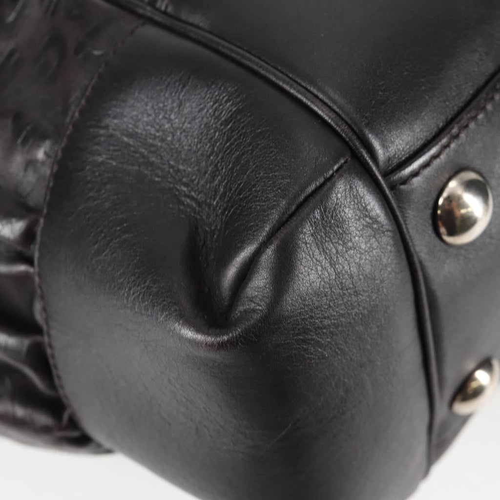 Gucci Full Moon Tote Leather Black Leather Tote Bag Bag (Pre-Owned)