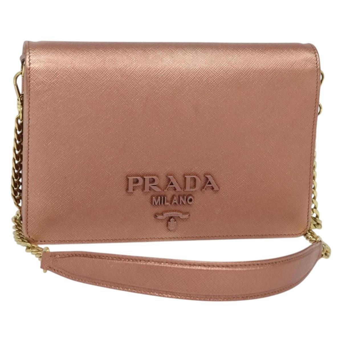 Prada Monochrome Chain Flap Bag Saffiano Leather Pink Leather Shoulder Bag Bag