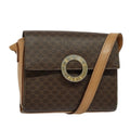 Celine Vintage Macadam Circle Logo Shoulder Bag Canvas And Leather Brown Canvas Shoulder Bag Bag