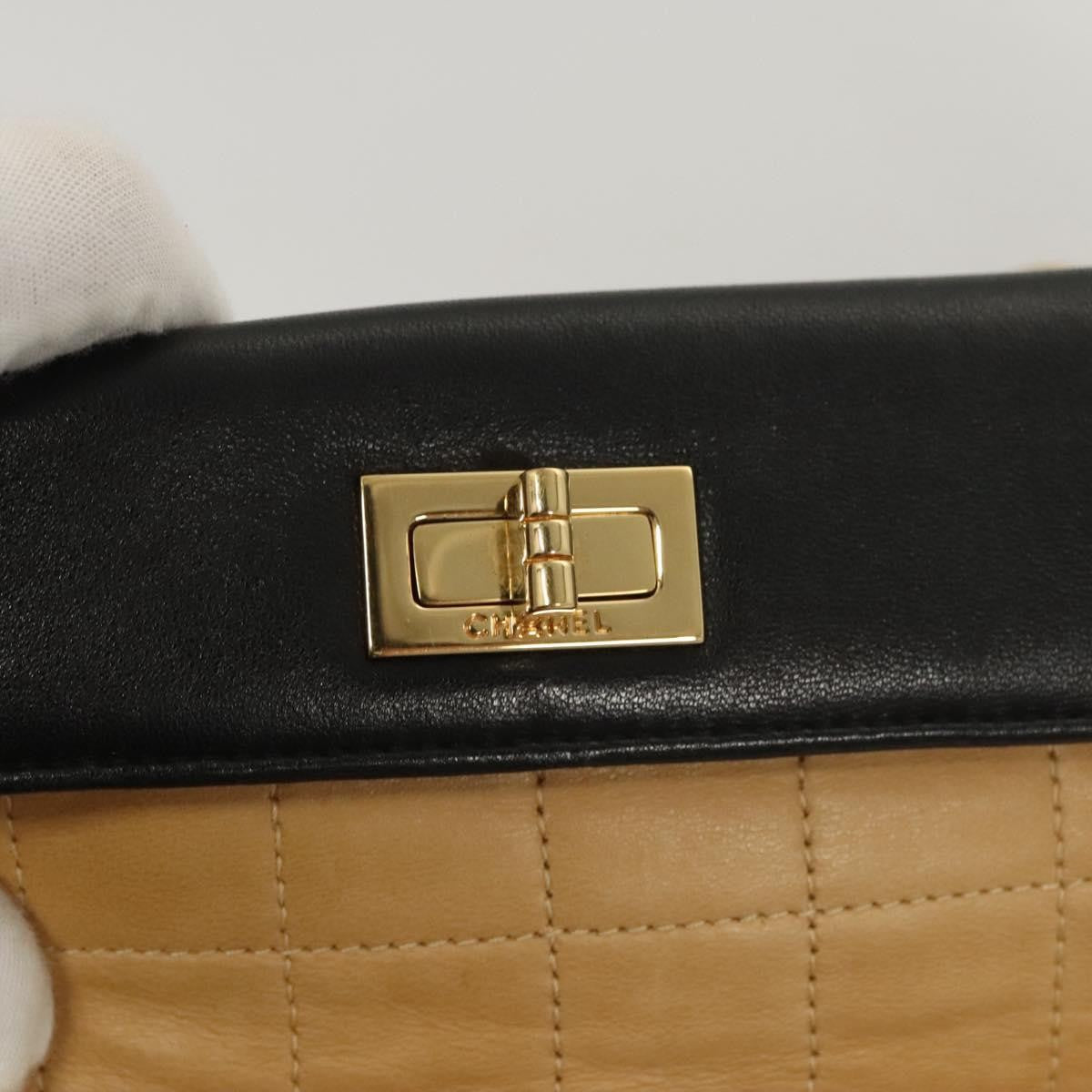 Chanel Chocolate Bar Cc Handbag Quilted Lambskin Beige Leather Handbag