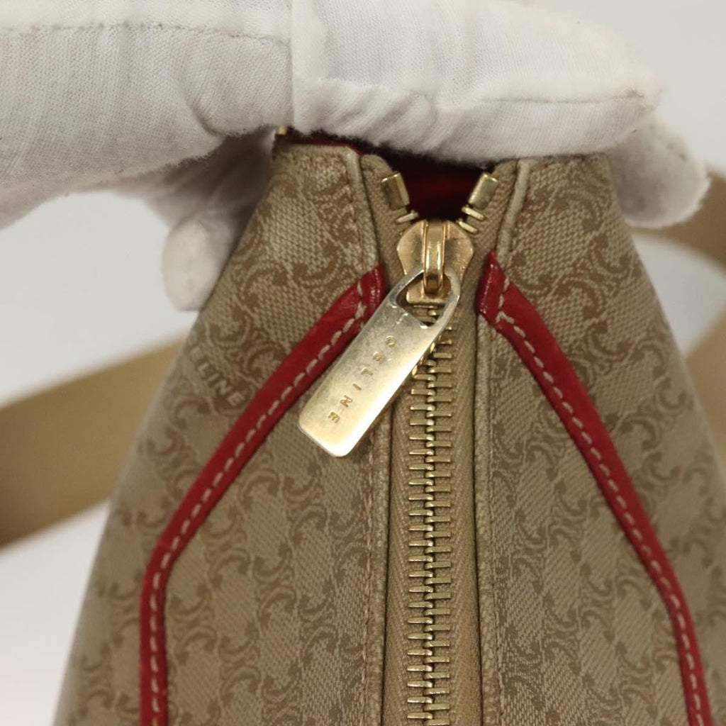 Celine Vintage Macadam Shoulder Bag Canvas And Leather Beige Canvas Bag