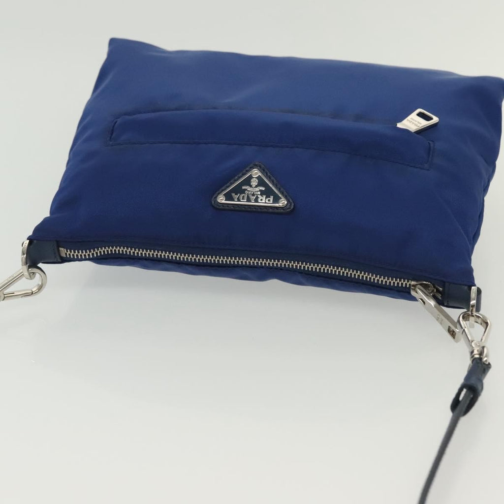 Prada Flat Messenger Tessuto With Leather Blue Nylon Shoulder Bag Bag