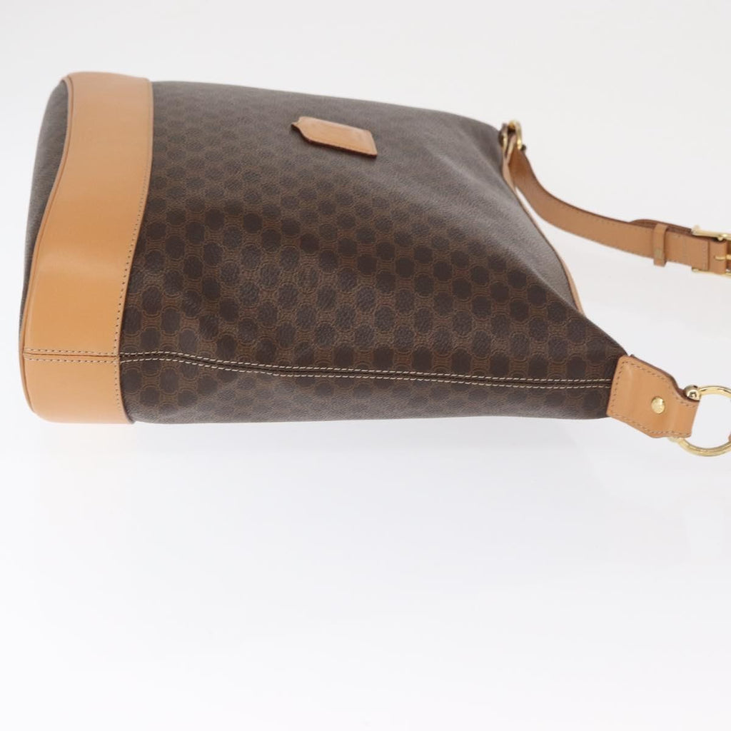 Celine Vintage Macadam Shoulder Bag Canvas And Leather Brown Canvas Shoulder Bag Bag