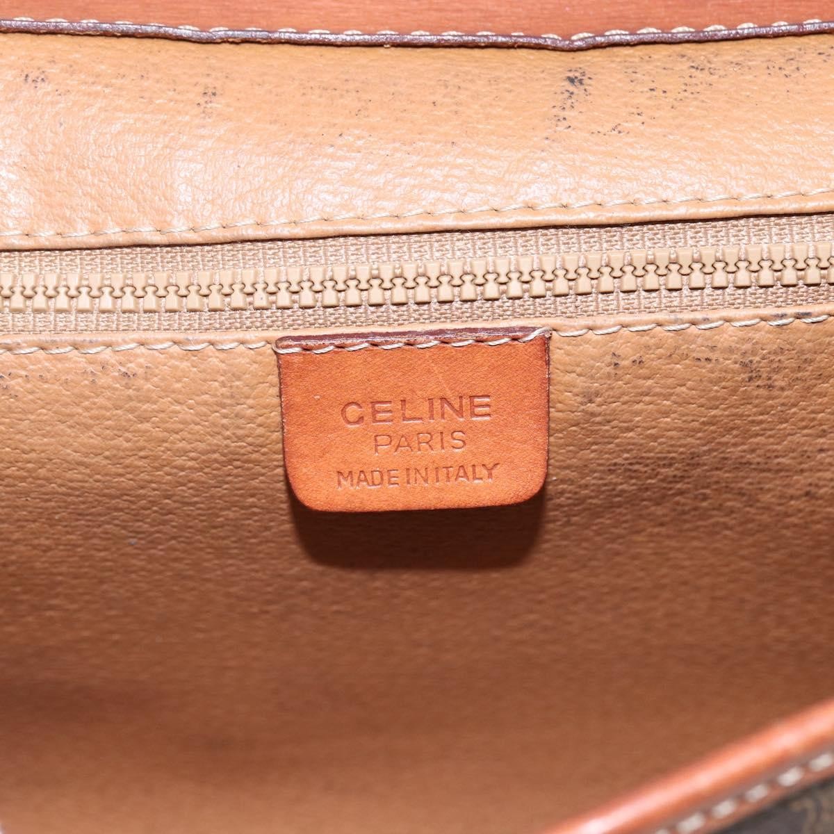 Celine Circle Logo Macadam Pouch Canvas And Leather Brown Canvas Clutche & Pouche Bag