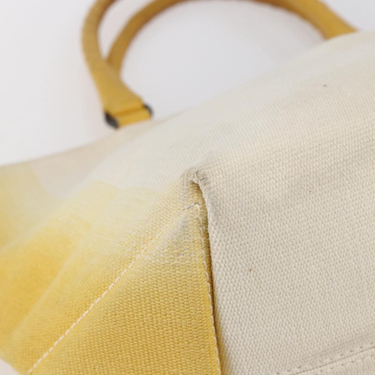Bottega Veneta Braided Handle Open Tote Bag Canvas With Leather Yellow Canvas Bag