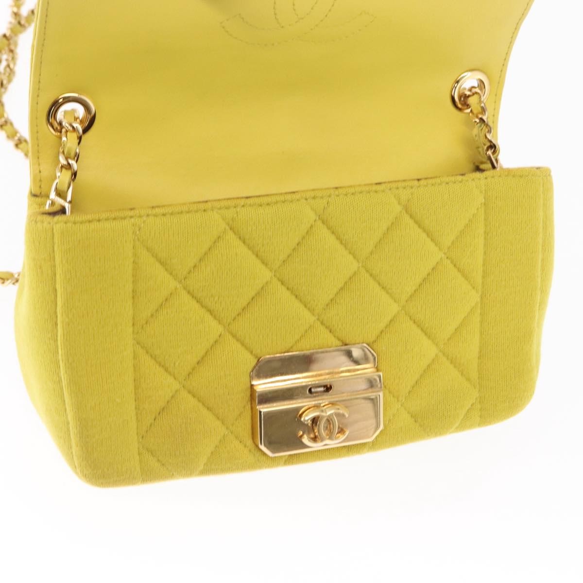 Chanel Chic With Me Flap Bag Quilted Jersey Yellow Cotton Shoulder Bag Bag