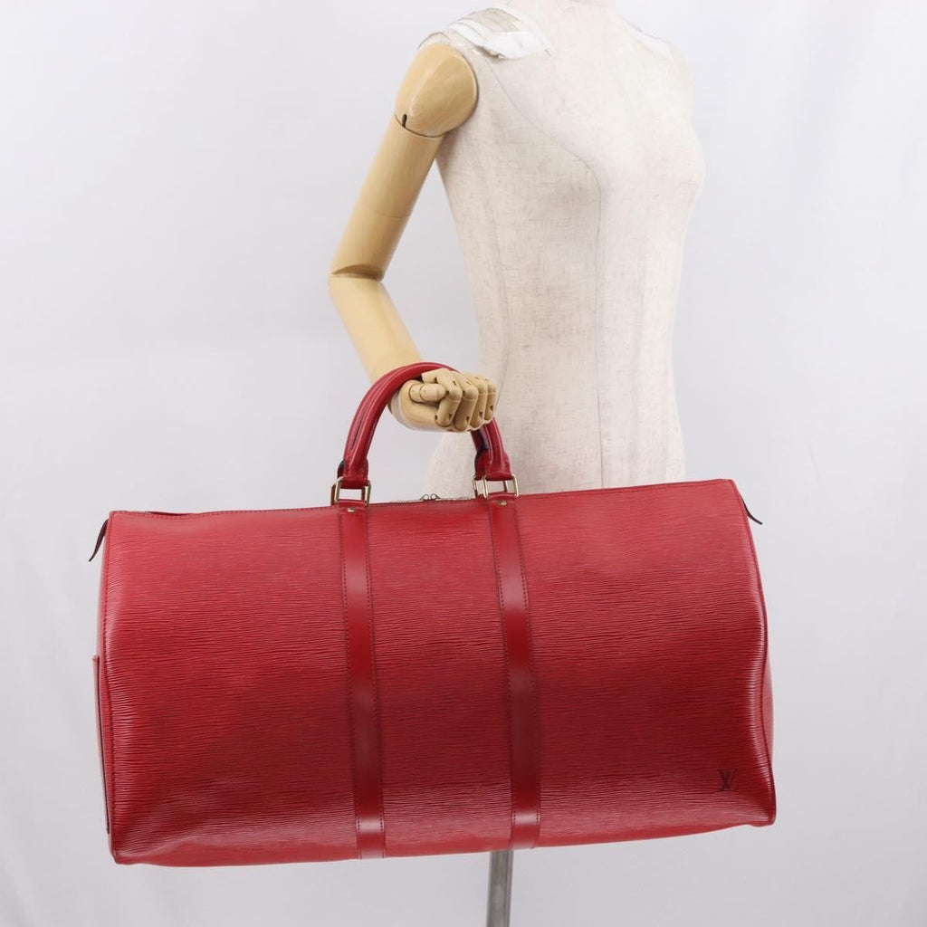 Louis Vuitton Keepall Bag Epi Leather Red Leather Travel Bag