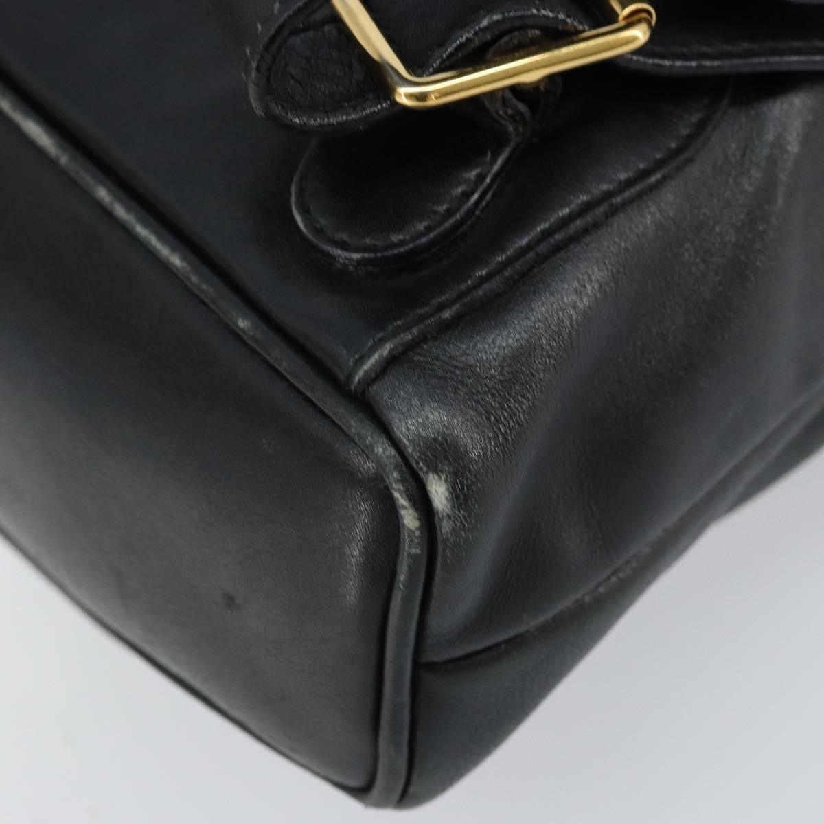 Gucci Vintage Bamboo Backpack Leather Black Leather Backpack Bag (Pre-Owned)