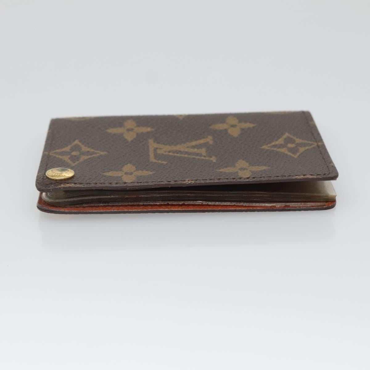 Louis Vuitton Porte Cartes Pression Card Case Monogram Canvas Brown Canvas Card Holders Accessory