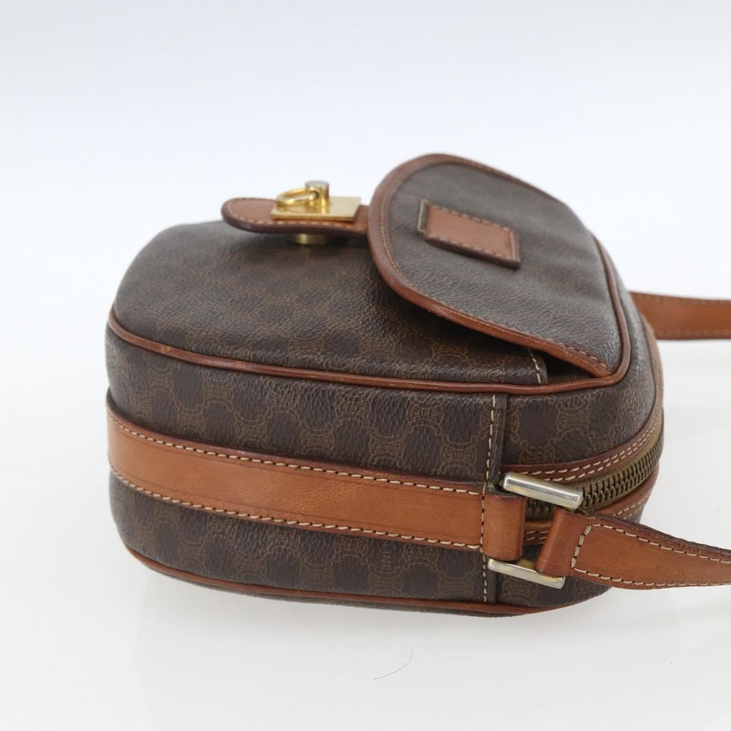 Celine Vintage Macadam Shoulder Bag Canvas And Leather Brown Canvas Shoulder Bag Bag