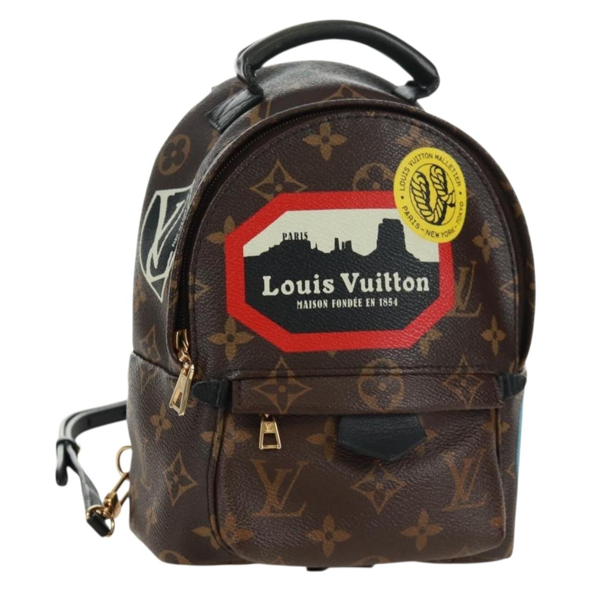 Louis Vuitton Palm Springs Backpack Limited Edition World Tour Monogram Canvas Brown Canvas Backpack Bag