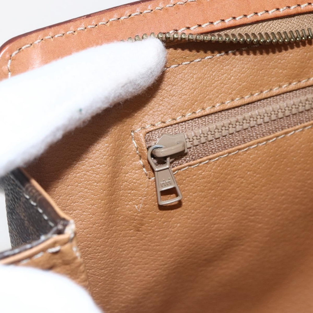 Celine Macadam Pochette Canvas Brown Pvc Clutche & Pouche Bag