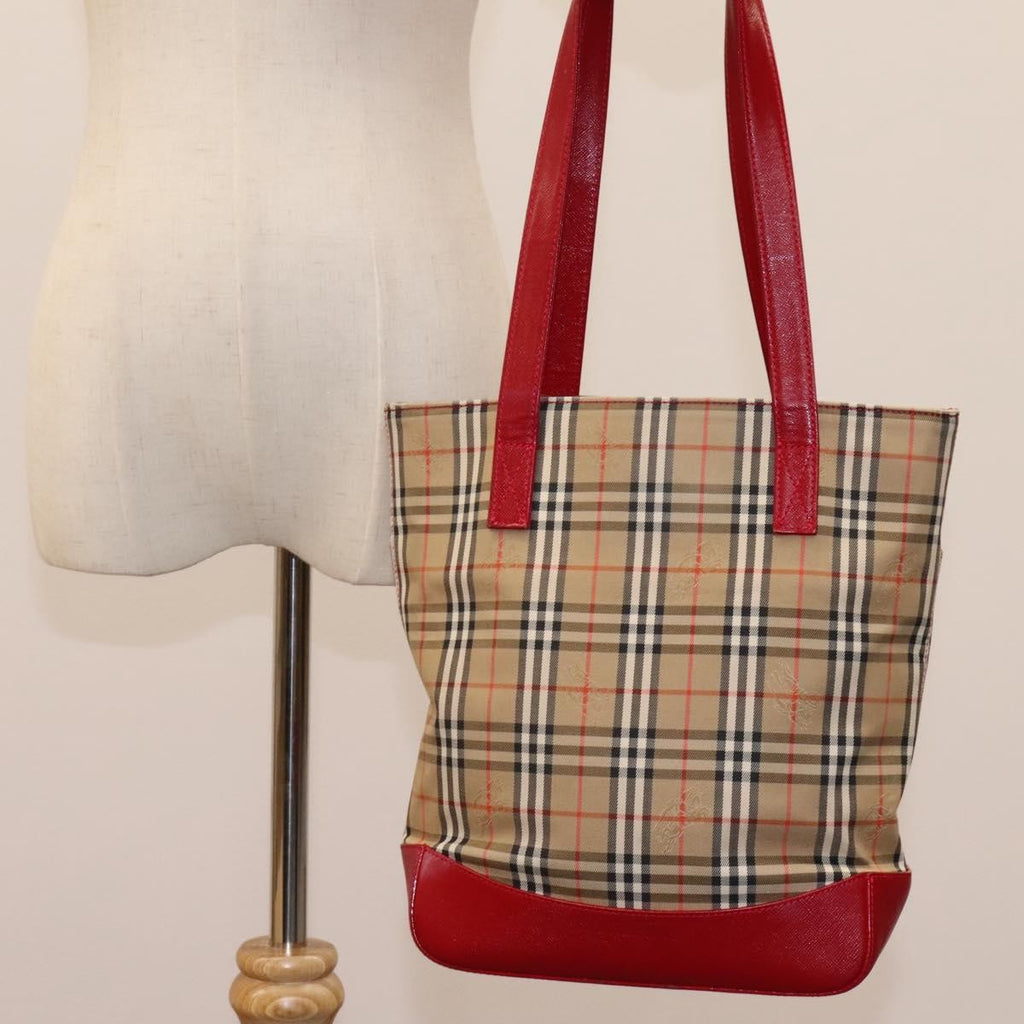 Burberry Nova Check Tote Canvas Check Pattern Beige Canvas Tote Bag