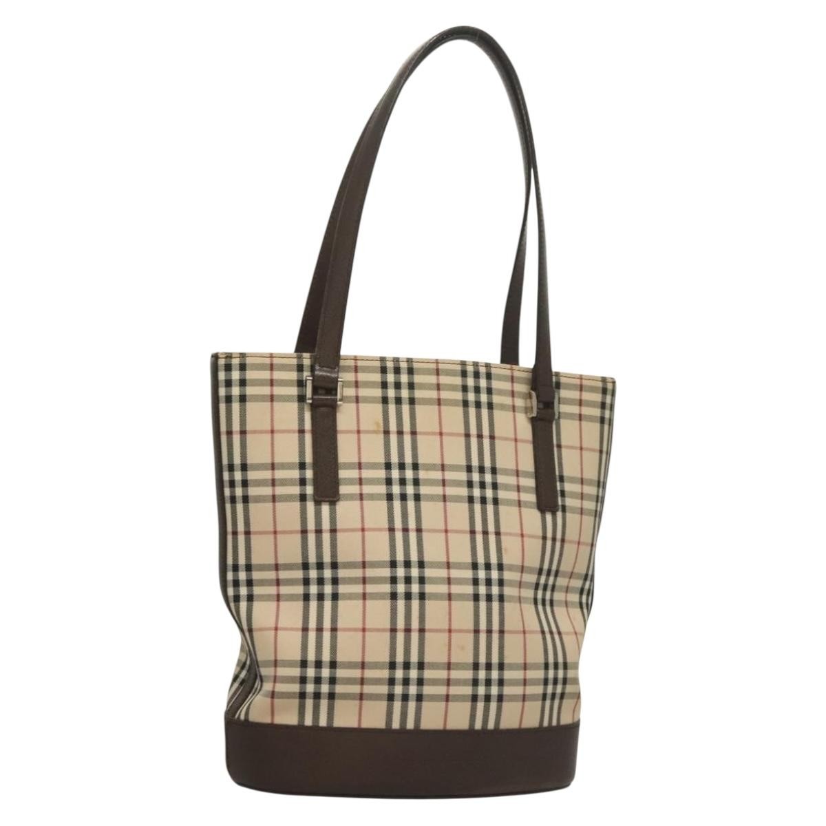 Burberry Nova Check Tote Canvas Check Pattern Beige Canvas Tote Bag