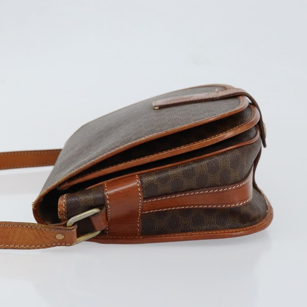 Celine Vintage Macadam Shoulder Bag Canvas And Leather Brown Canvas Shoulder Bag Bag