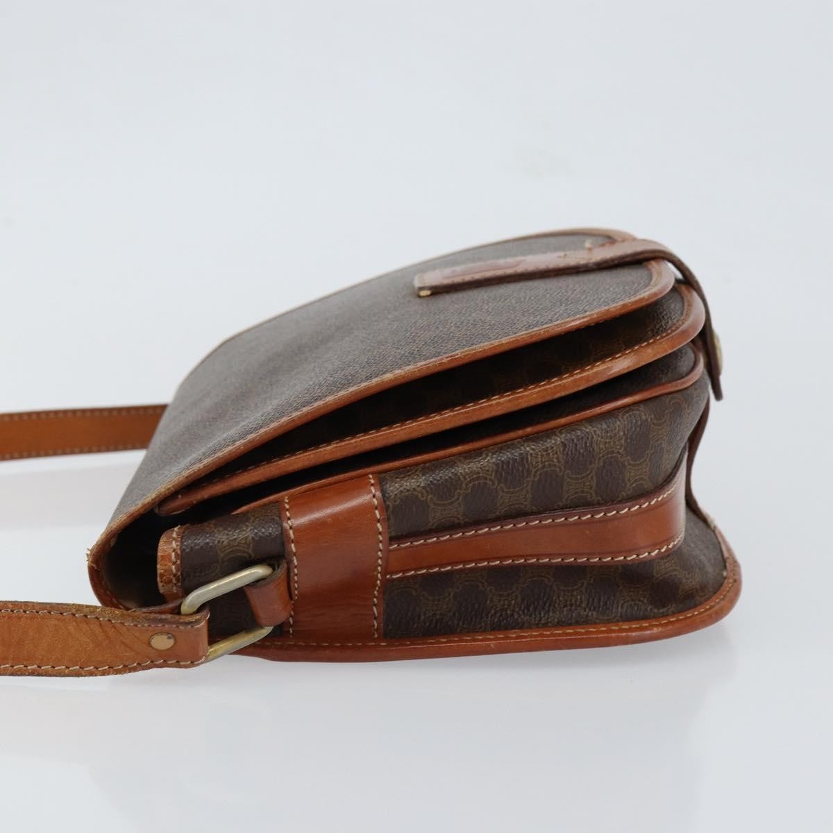 Celine Vintage Macadam Shoulder Bag Canvas And Leather Brown Canvas Shoulder Bag Bag
