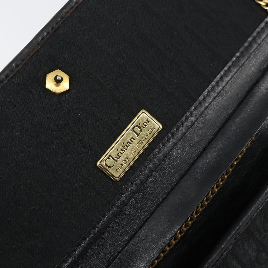 Christian Dior Vintage Chain Flap Shoulder Bag Diorissimo Canvas Black Canvas Shoulder Bag Bag (Pre-Owned)