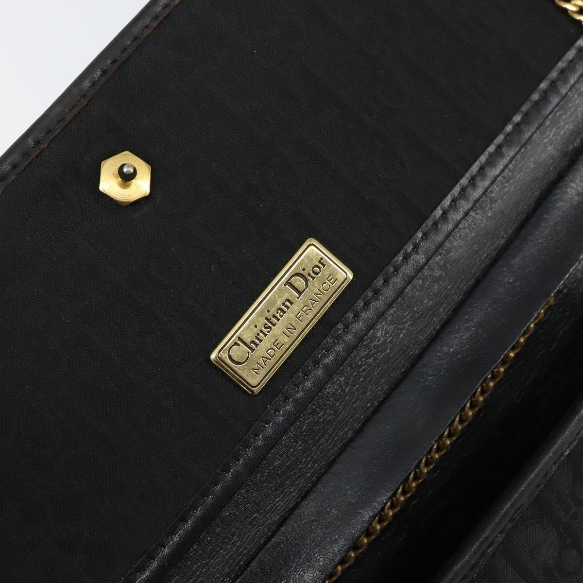 Christian Dior Vintage Chain Flap Shoulder Bag Diorissimo Canvas Black Canvas Shoulder Bag Bag (Pre-Owned)