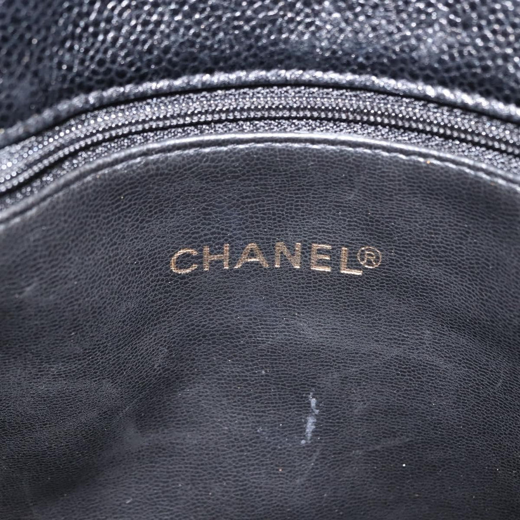 Chanel Vintage Cc Chain Tote Caviar Black Leather Tote Bag Bag