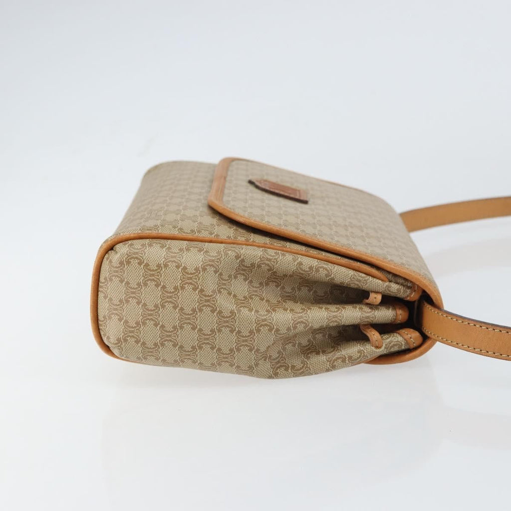 Celine Vintage Macadam Shoulder Bag Canvas And Leather Beige Canvas Shoulder Bag Bag