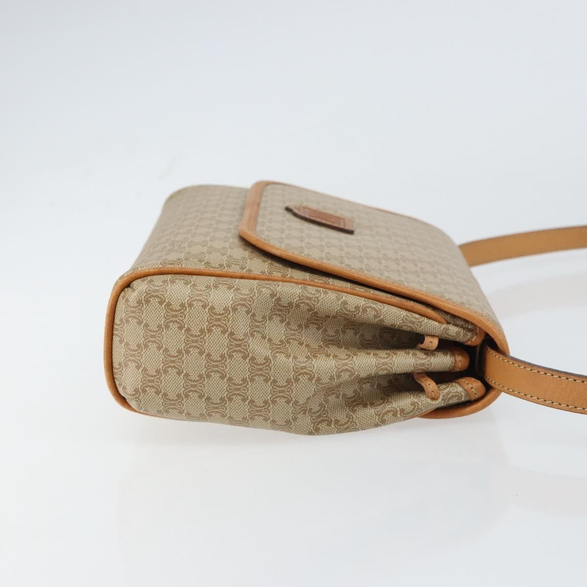 Celine Vintage Macadam Shoulder Bag Canvas And Leather Beige Canvas Shoulder Bag Bag
