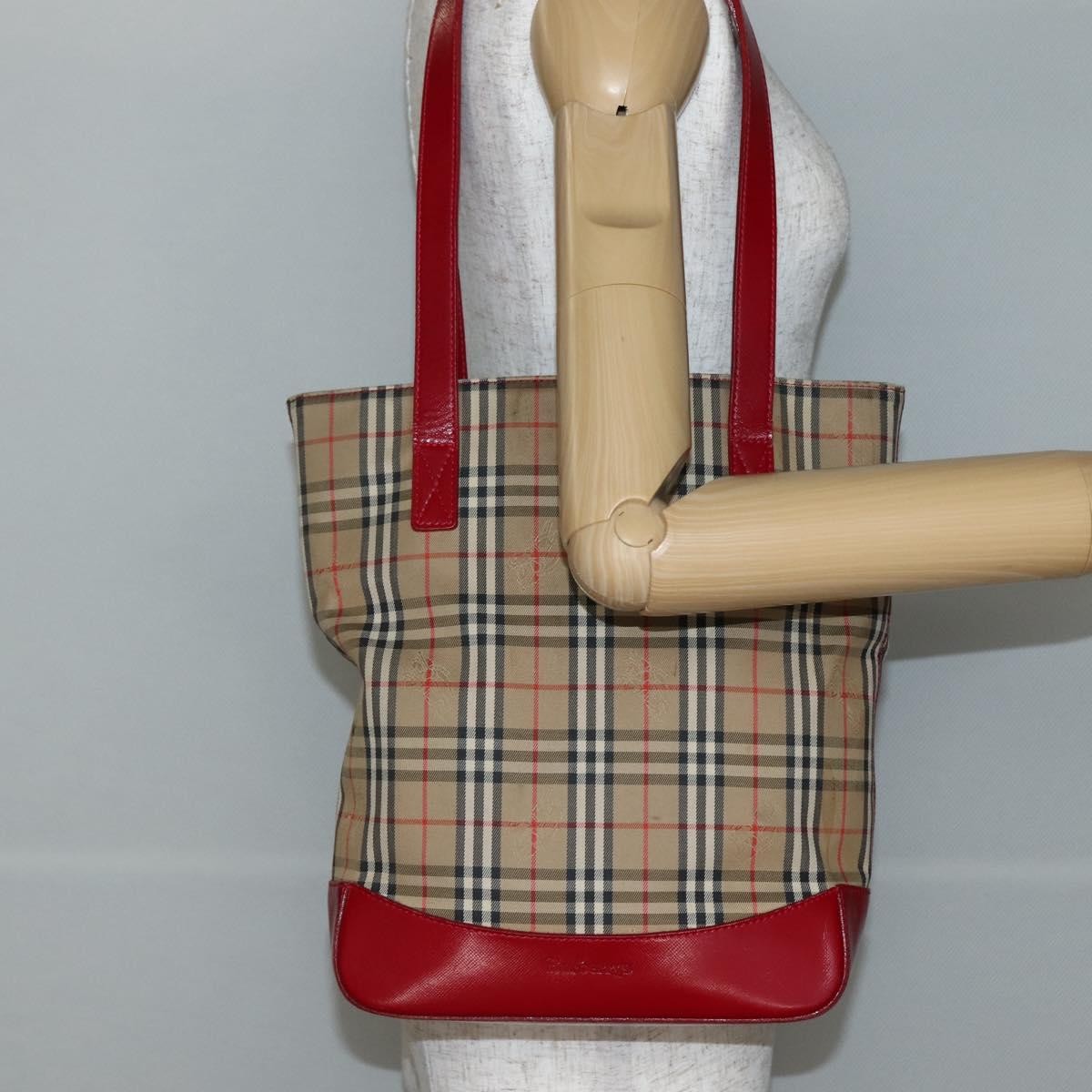 Burberry Nova Check Tote Canvas Check Pattern Beige Canvas Tote Bag