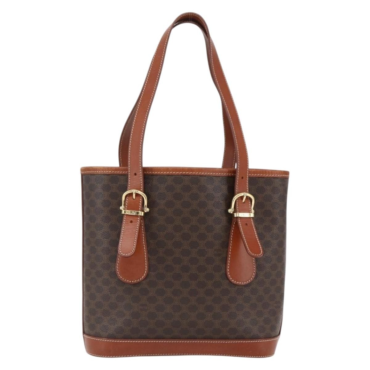 Celine Vintage Macadam Handbag Canvas And Leather Brown Canvas Handbag