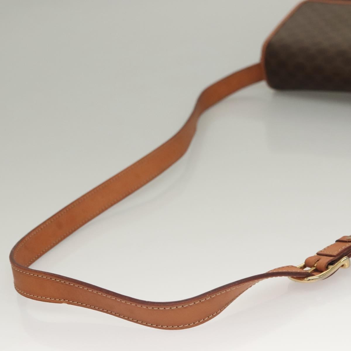 Celine Macadam Shoulder Bag Pvc Leather Brown Canvas Bag